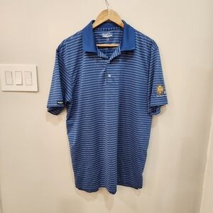 Straight Down Polo Shirt Mens Large Blue Stripes PGA New England Section Golf